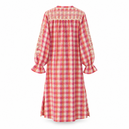Louise Misha dress deepali cream sunset checks