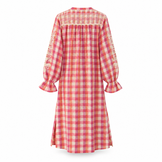Louise Misha dress deepali cream sunset checks