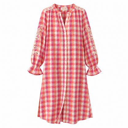 Louise Misha dress deepali cream sunset checks